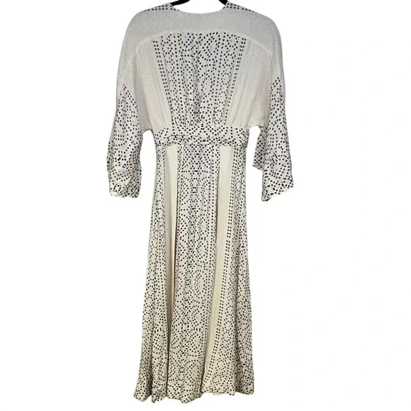 Free People White Boho Lace Up Maxi Modern Kimono Dress Size 0 - Picture 7 of 7